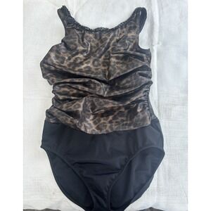 Chi by Falchi Shape FX Women's Swimsuit Size 16 Leopard Sequin One Piece Swim